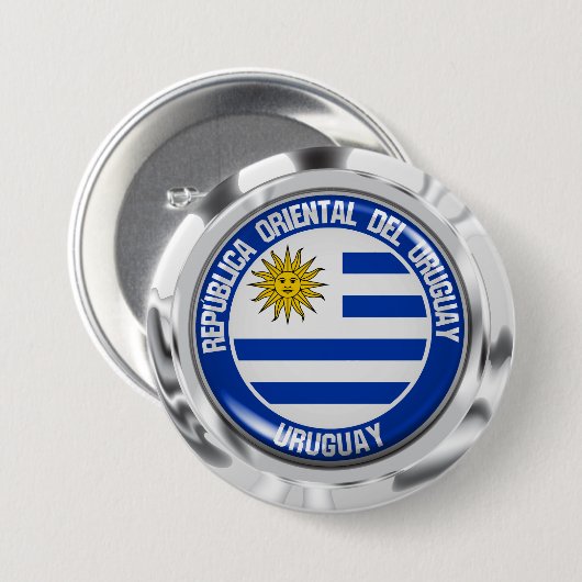Badge Rond 7,6 Cm Emblème du Cycle d'Uruguay (Devant & derrière)