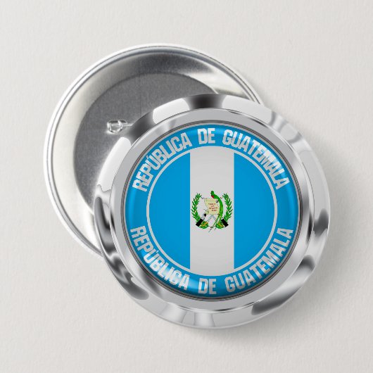 Badge Rond 7,6 Cm Emblème du Guatemala (Devant & derrière)