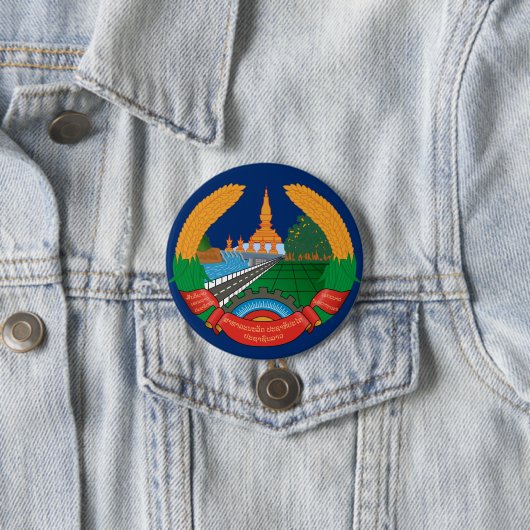 Badge Rond 7,6 Cm emblème du laos (En situation)