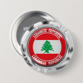 Badge Rond 7,6 Cm Emblème du Liban (Devant & derrière)