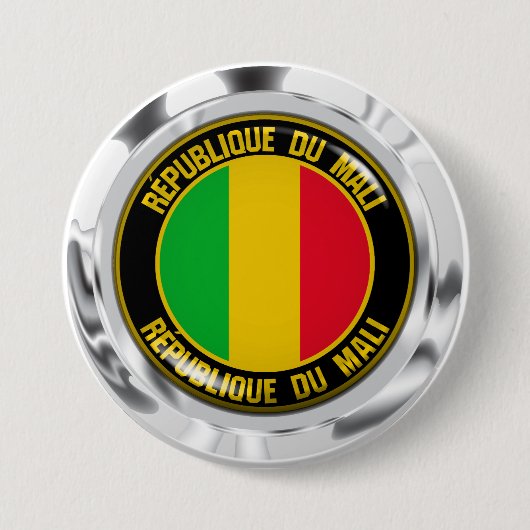 Badge Rond 7,6 Cm Emblème du Mali (Devant)