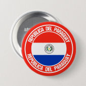 Badge Rond 7,6 Cm Emblème du Paraguay (Devant & derrière)