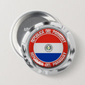 Badge Rond 7,6 Cm Emblème du Paraguay (Devant & derrière)