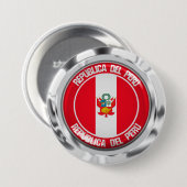 Badge Rond 7,6 Cm Emblème du Pérou (Devant & derrière)