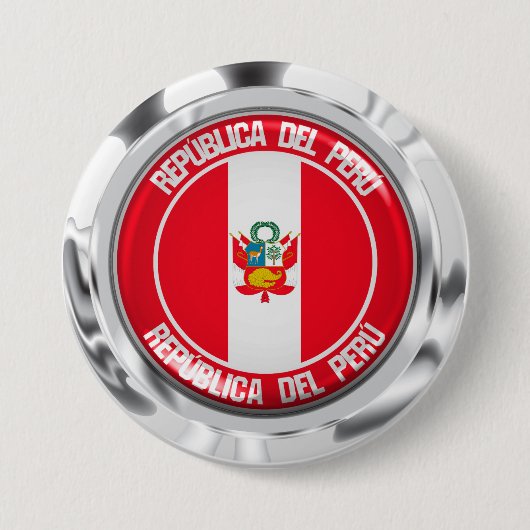 Badge Rond 7,6 Cm Emblème du Pérou (Devant)