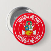 Badge Rond 7,6 Cm Emblème du Pérou (Devant & derrière)
