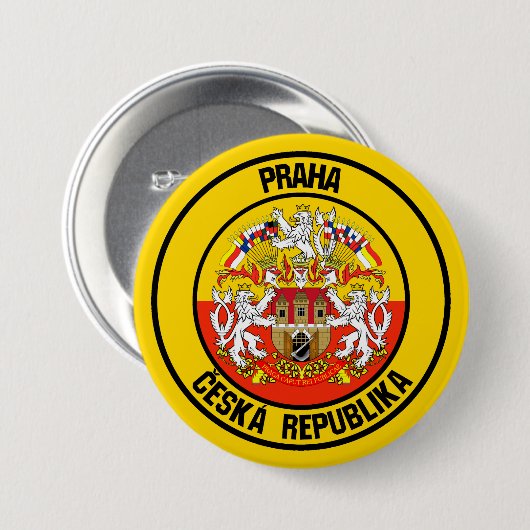 Badge Rond 7,6 Cm Emblème du rond de Prague (Devant & derrière)