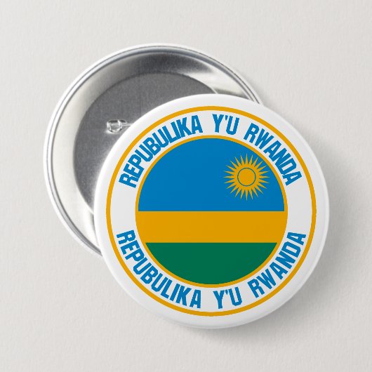 Badge Rond 7,6 Cm Emblème du Rwanda (Devant & derrière)
