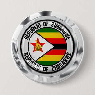 Badge Rond 7,6 Cm Emblème du Zimbabwe Round