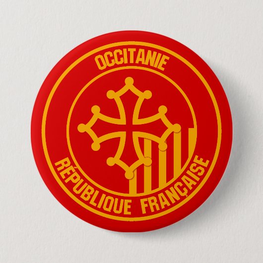Badge Rond 7,6 Cm Emblème Occitanie ronde (Devant)