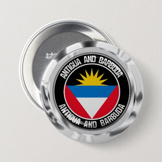 Badge Rond 7,6 Cm Emblème rond Antigua-et-Barbuda (Devant & derrière)