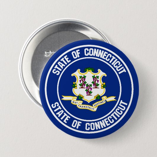 Badge Rond 7,6 Cm Emblème rond Connecticut (Devant & derrière)
