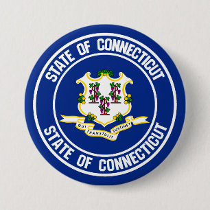 Badge Rond 7,6 Cm Emblème rond Connecticut