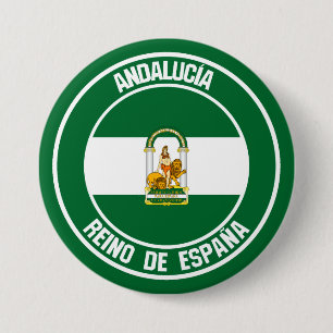 Badge Rond 7,6 Cm Emblème rond d'Andalucía