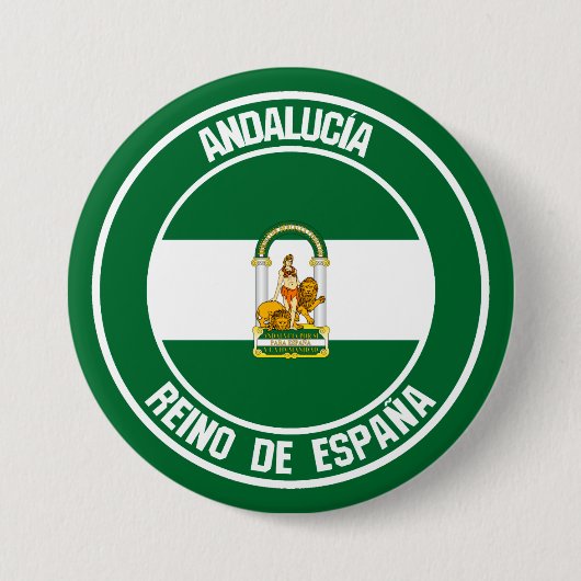 Badge Rond 7,6 Cm Emblème rond d'Andalucía (Devant)