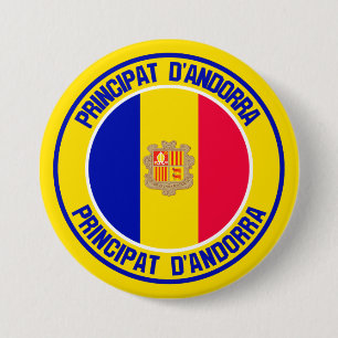 Badge Rond 7,6 Cm Emblème Rond d'Andorre