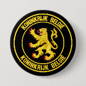 Badge Rond 7,6 Cm Emblème rond de Belgique (Devant)