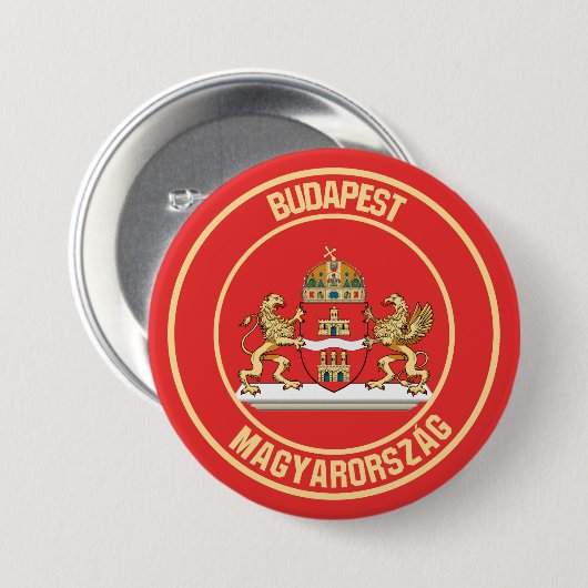 Badge Rond 7,6 Cm Emblème rond de Budapest (Devant & derrière)