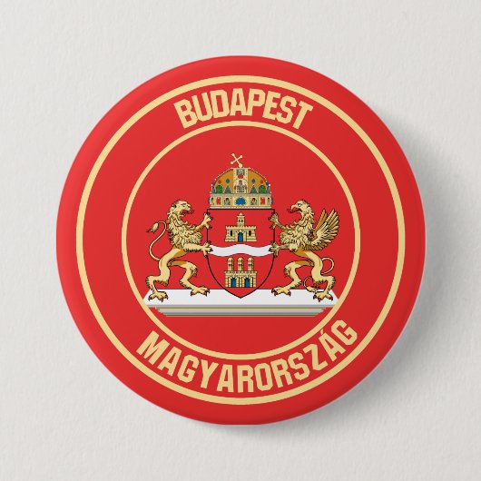 Badge Rond 7,6 Cm Emblème rond de Budapest (Devant)