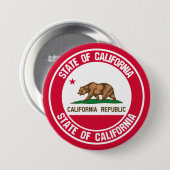 Badge Rond 7,6 Cm Emblème rond de Californie (Devant & derrière)