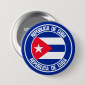 Badge Rond 7,6 Cm Emblème rond de Cuba (Devant & derrière)