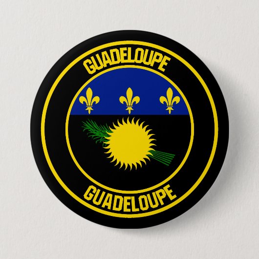 Badge Rond 7,6 Cm Emblème rond de Guadeloupe (Devant)