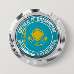 Badge Rond 7,6 Cm Emblème rond de Kazakhstan