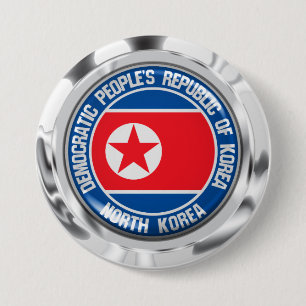 Badge Rond 7,6 Cm Emblème rond de la Corée du Nord