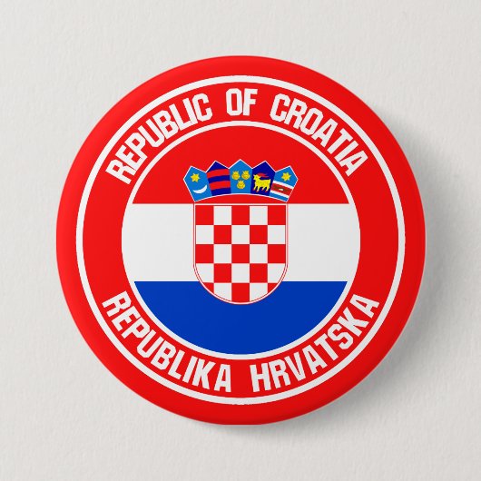 Badge Rond 7,6 Cm Emblème rond de la Croatie (Devant)