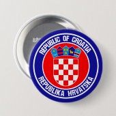 Badge Rond 7,6 Cm Emblème rond de la Croatie (Devant & derrière)