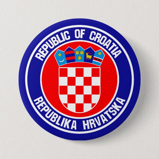Badge Rond 7,6 Cm Emblème rond de la Croatie (Devant)