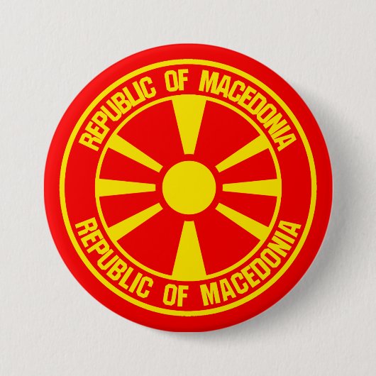 Badge Rond 7,6 Cm Emblème rond de la Macédoine (Devant)