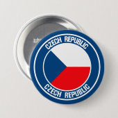 Badge Rond 7,6 Cm Emblème rond de la République tchèque (Devant & derrière)