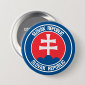 Badge Rond 7,6 Cm Emblème rond de la Slovaquie (Devant & derrière)