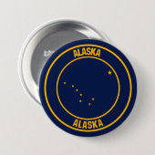 Badge Rond 7,6 Cm Emblème rond de l'Alaska (Devant & derrière)