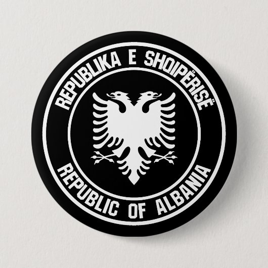 Badge Rond 7,6 Cm Emblème rond de l'Albanie (Devant)