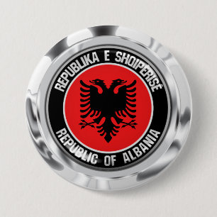 Badge Rond 7,6 Cm Emblème rond de l'Albanie
