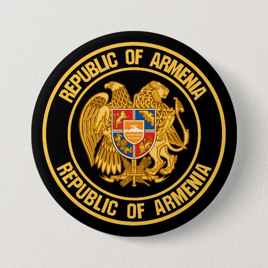 Badge Rond 7,6 Cm Emblème rond de l'Arménie (Devant)