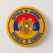 Badge Rond 7,6 Cm Emblème rond de l'Arménie (Devant)