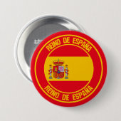 Badge Rond 7,6 Cm Emblème rond de l'Espagne (Devant & derrière)