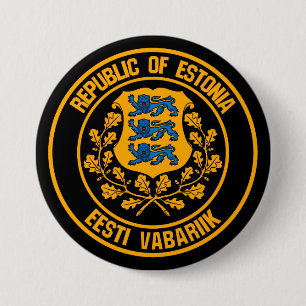 Badge Rond 7,6 Cm Emblème rond de l'Estonie