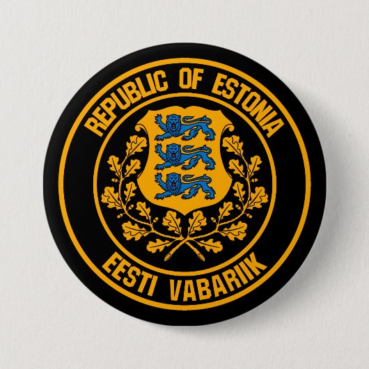 Badge Rond 7,6 Cm Emblème rond de l'Estonie (Devant)