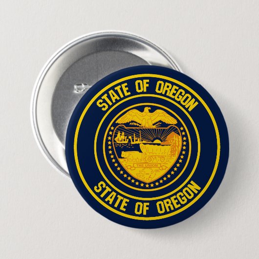 Badge Rond 7,6 Cm Emblème rond de l'Oregon (Devant & derrière)
