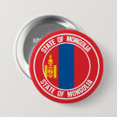 Badge Rond 7,6 Cm Emblème rond de Mongolie (Devant & derrière)