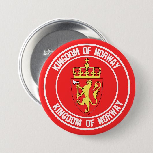 Badge Rond 7,6 Cm Emblème rond de Norvège (Devant & derrière)