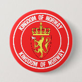 Badge Rond 7,6 Cm Emblème rond de Norvège (Devant)