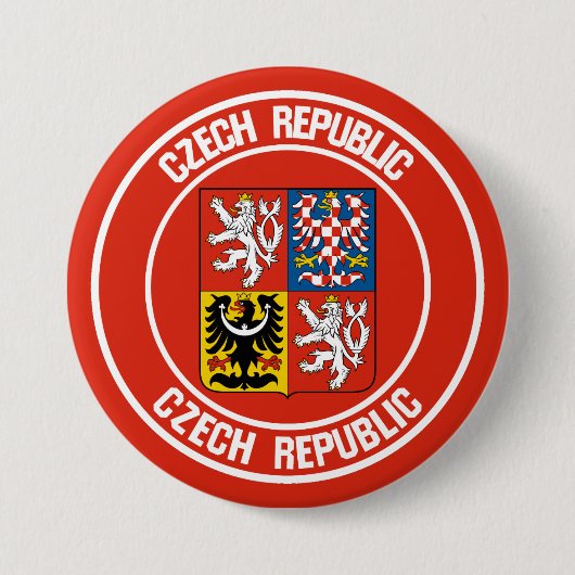 Badge Rond 7,6 Cm Emblème rond de République Tchèque (Devant)