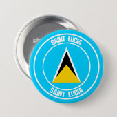 Badge Rond 7,6 Cm Emblème rond de Sainte-Lucie (Devant & derrière)