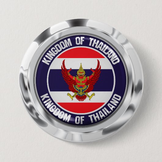 Badge Rond 7,6 Cm Emblème rond de Thaïlande (Devant)