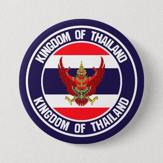 Badge Rond 7,6 Cm Emblème rond de Thaïlande (Devant)